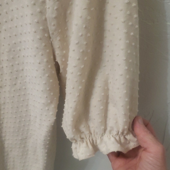 LOFT Cream Textured Women's Blouse - Picture 3 of 3
